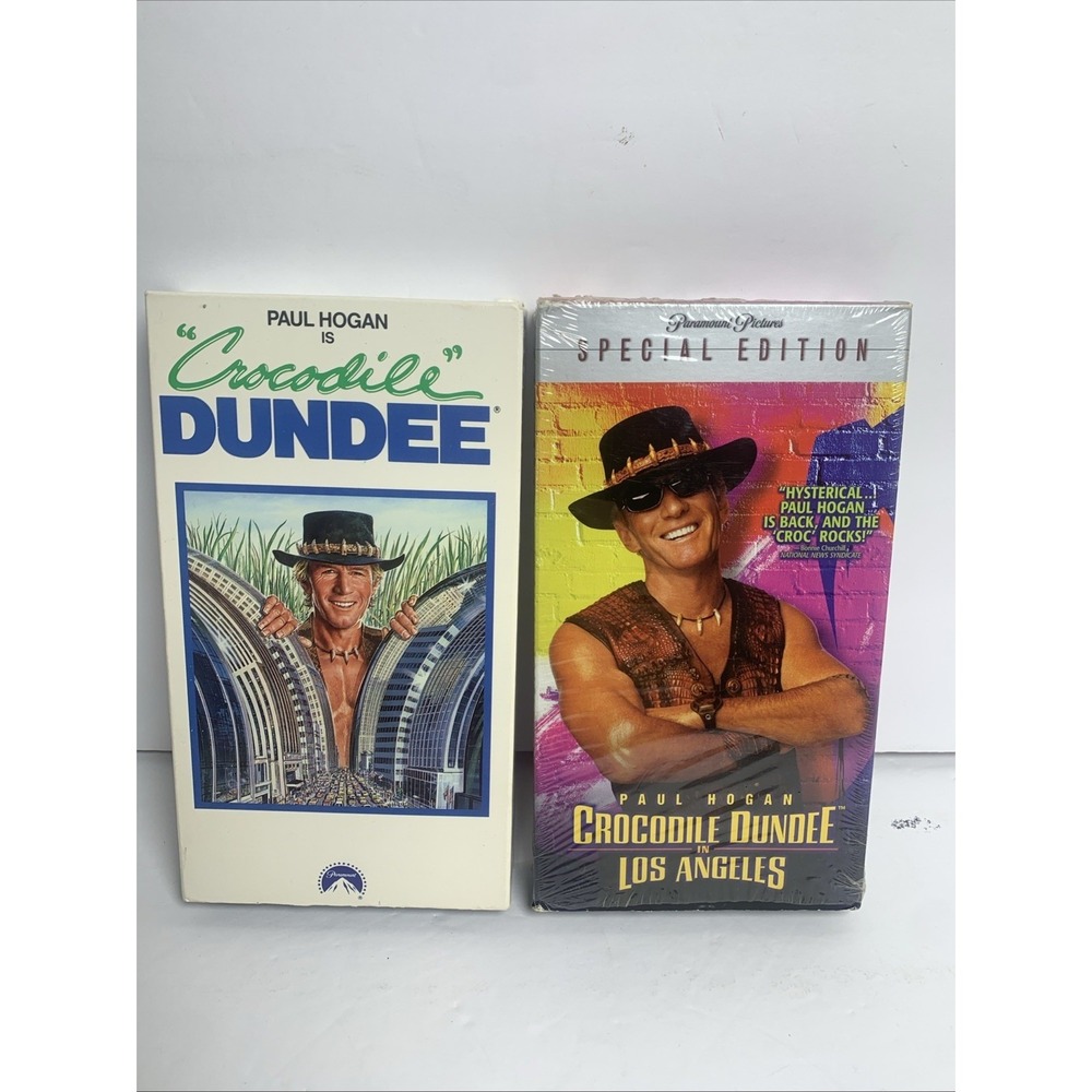 Crocodile Dundee VHS Bundle Paul Hogan Paramount Vintage 80s Lot of 2 Tapes